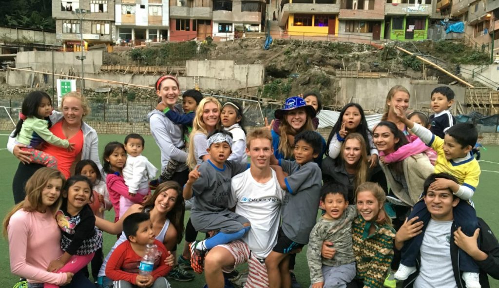 Students on the Peru Service Trip visiting the orphanage