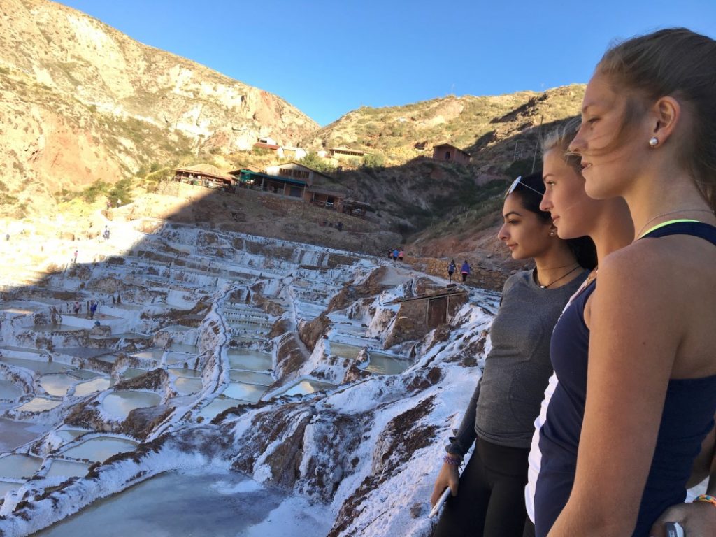 Students on the Peru Service Trip enjoying the mountain view