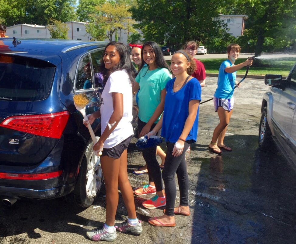 Students at the car wash