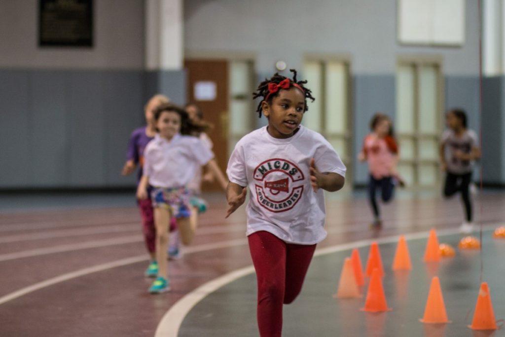 Students run during Jump Rope for Heart