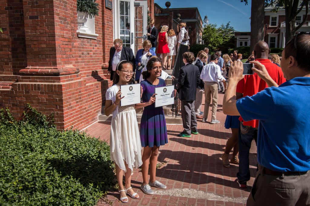 Students celebrate Middle School recognition day outside