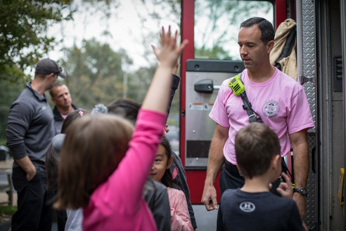 The Ladue fire department visits the lower school