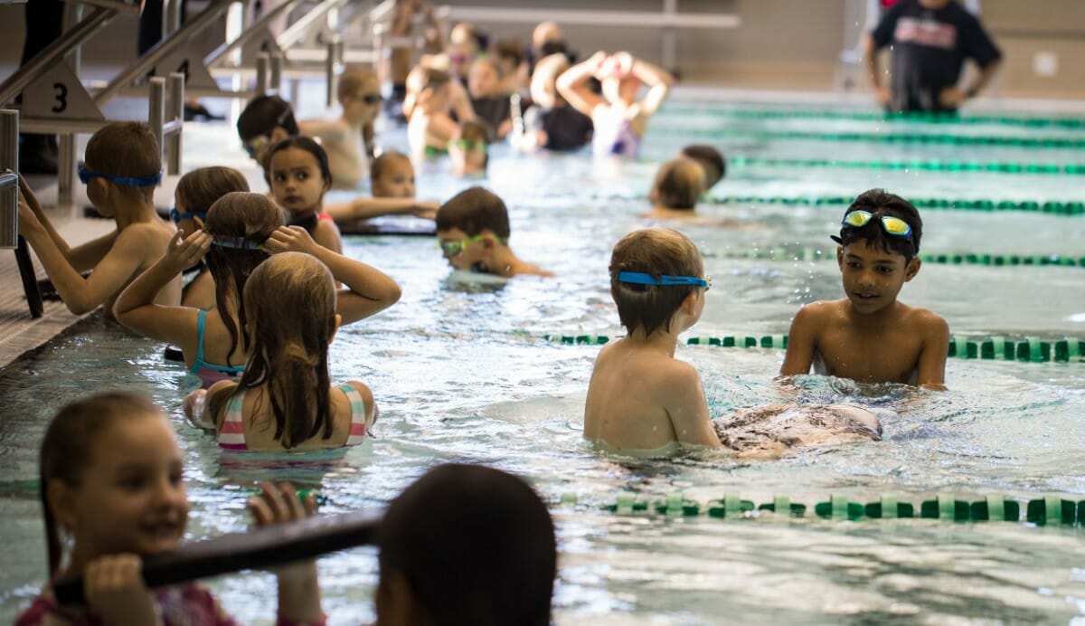 Lower schoolers get a chance to try out the pool