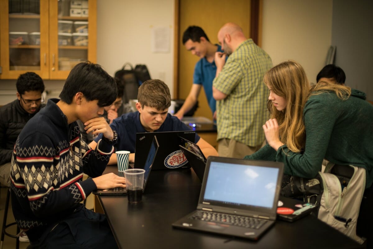Students code for the hour of code event