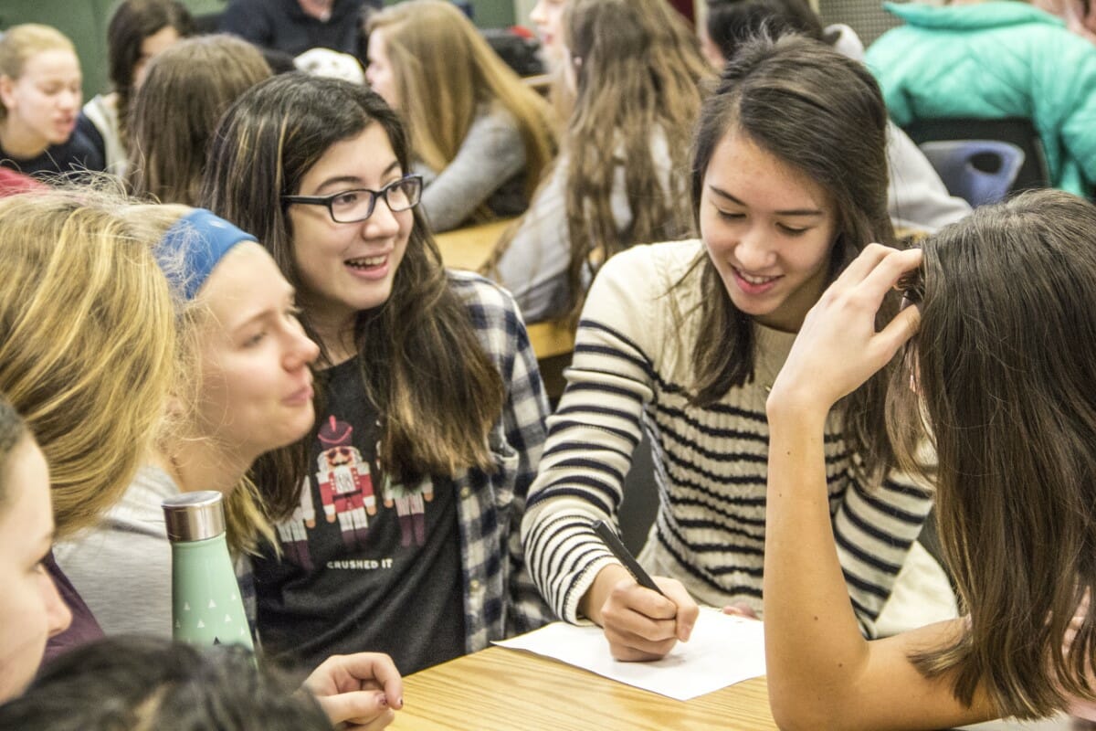 8th Graders at advisory trivia