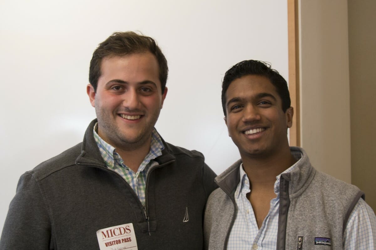 Josh Levinson ‘16 and Arjun Dundoo ‘14 speak to the Student investment group