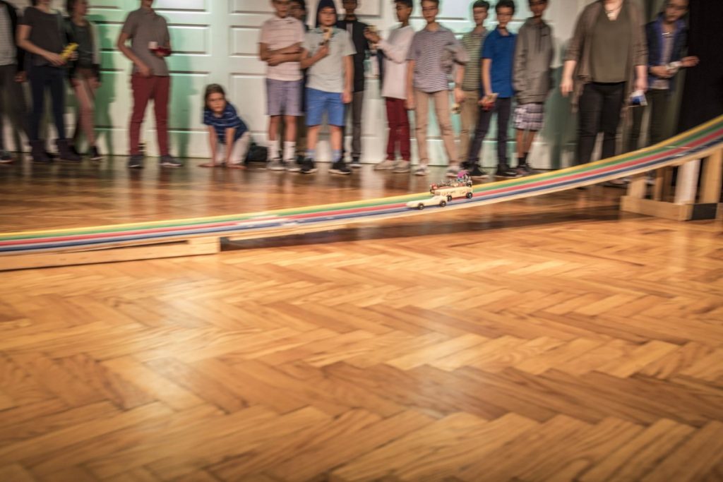 Middle Schoolers participate in the Pinewood Derby