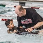 JK Students learn to swim in the pool
