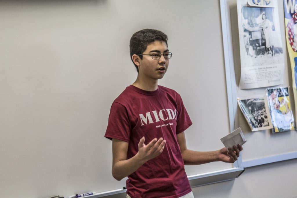 Students present 1-minute speeches to their class