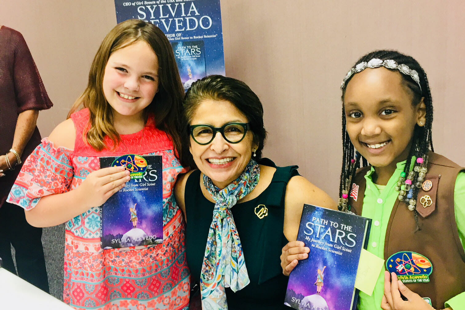 Beasley Girls Scouts with Girl Scouts CEO at Book Signing