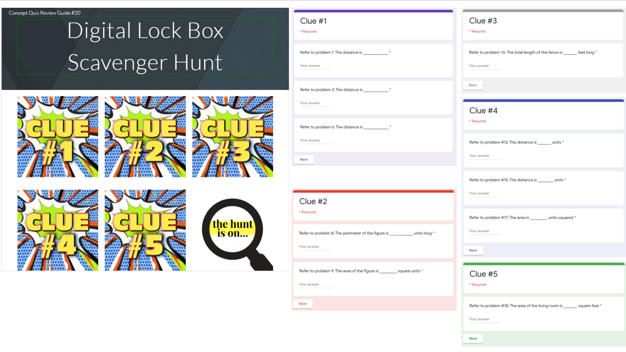 Math Lock Box Scavenger Hunt